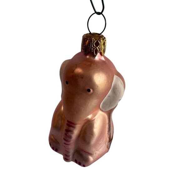 Vintage Blown Glass Pink Elephant Ornament 3.5" West Germany - Picture 6 of 7